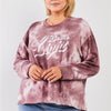 Mauve & Purple Tie-dye Bleach Effect Graphic Print Detail Long Sleeve Sweatshirt