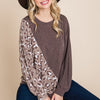 Cute Animal French Terry Brush Contrast Print Pullover With Cuff Detail