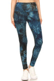 5-inch Long Yoga Style Banded Lined Tie Dye Printed Knit Legging With High Waist