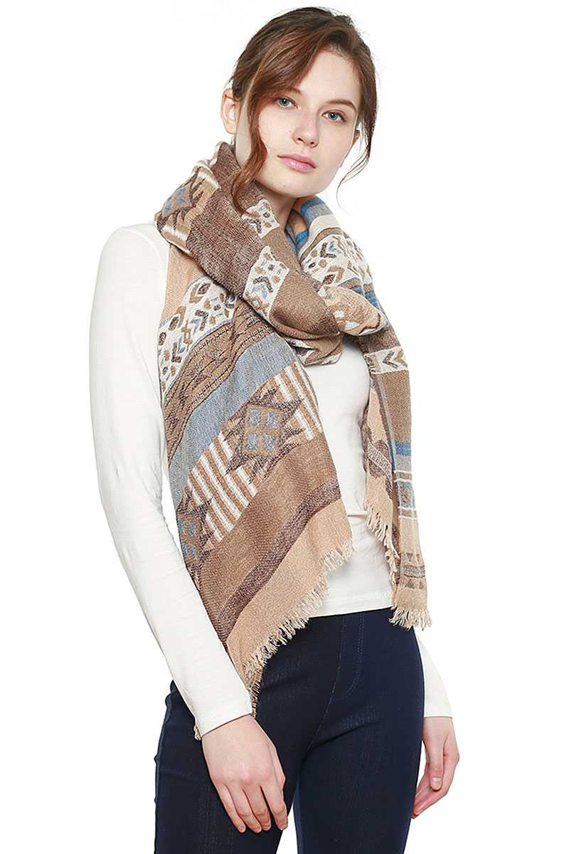 Aztec Pattern Bohemian Oblong Scarf