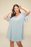 Plus Size Spring Floral Printed Lovely Swing Dress