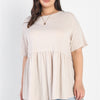 Plus Ribbed Trim Detail Short Sleeve Flare Hem Top