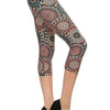 Multi-color Print, Cropped Capri Leggings In A Fitted Style With A Banded High Waist