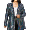 Plus Disco Metallic Sequins Double Breasted Blazer