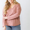 Plus Leopard Print V-neck Long Sleeve Top