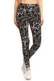 Yoga Style Banded Lined Music Note Print, Full Length Leggings In A Slim Fitting Style With A Banded High Waist