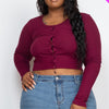 Plus Size Button Up Cropped Top
