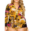 Plus gold & floral pattern print belted romer