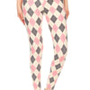 5-inch Long Yoga Style Banded Lined Argyle Printed Knit Legging With High Waist