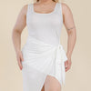 Plus Size Solid Wrap Front Tie Side Midi Dress