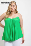 Pleated Tank Top With Adjustable Strap