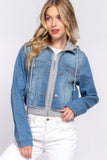 Long Slv Terry Hoodie Denim Jacket