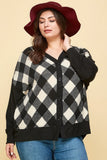 Plus Size Buffalo Plaid Knit Button Up Oversize Cardigan