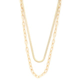 Flat Snake Oval Link Layered Necklace