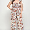 Floral Print Smocked Jumpsuit