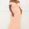 Pearl Bead Off The Shoulder Plus Size Maxi Dress