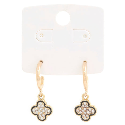 Clover Charm Open Hoop Earring