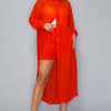 Chiffon Button Down Long Sleeve Side Slit Long Top With Short Set