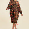 Camouflage Printed Midi Dress With Rings
