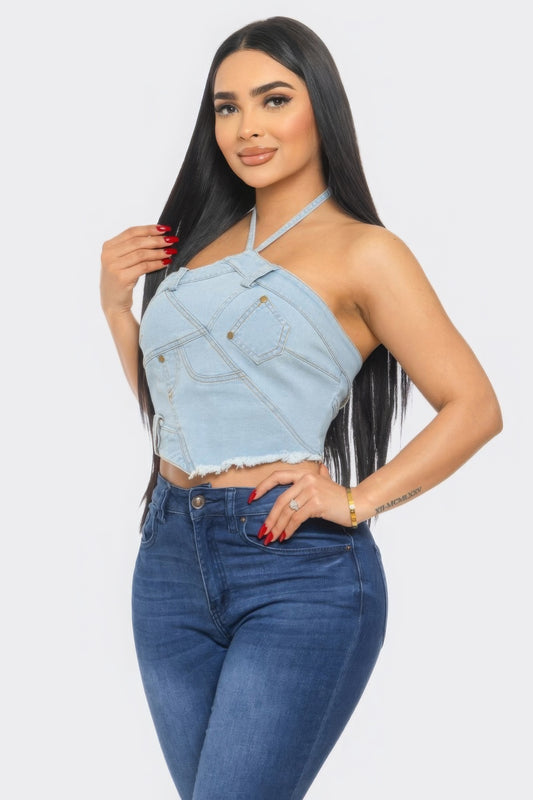 Halter Denim Top