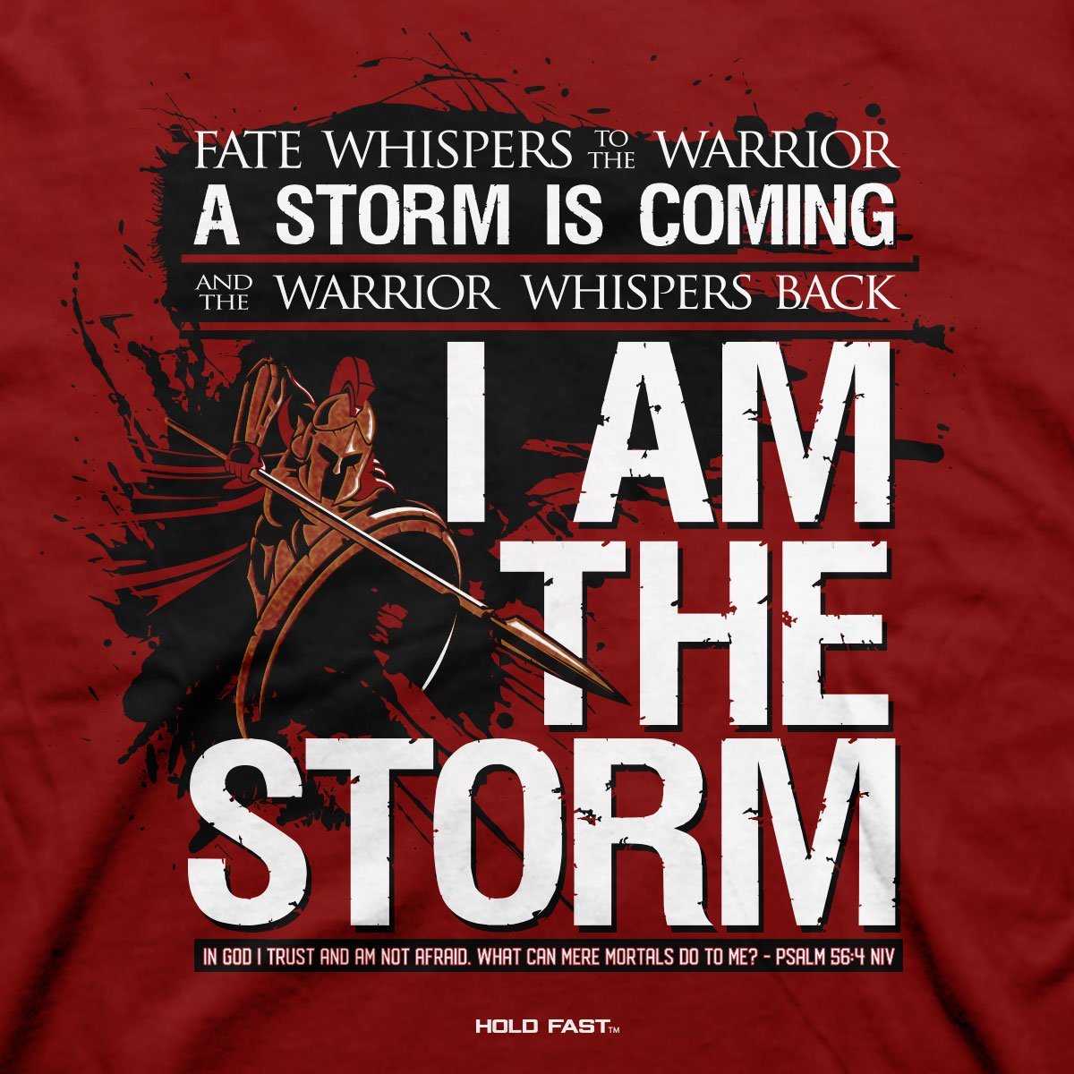 HOLD FAST Christian T-Shirt I Am The Storm Psalm 56:4 By KERUSSO