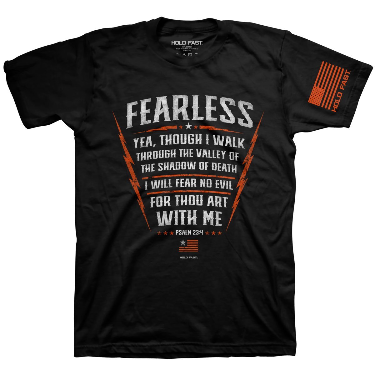 HOLD FAST Christian T-Shirt Psalm 23:4 Fearless By KERUSSO