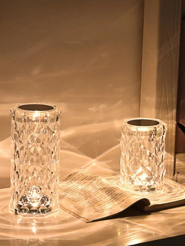 LED Crystal Rose Table Lamp USB Rechargeable 16 Color Touch Romantic Diamond Night Lamp Home Decoration Ambient Light Bedroom