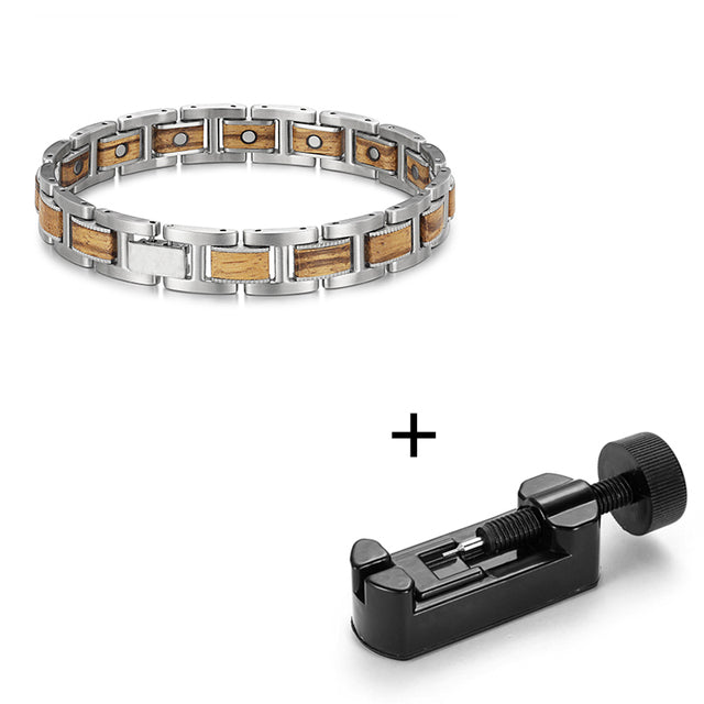 Men’s High Gauss Stainless Steel Zebrawood Effective Magnetic Bracelets Benefits