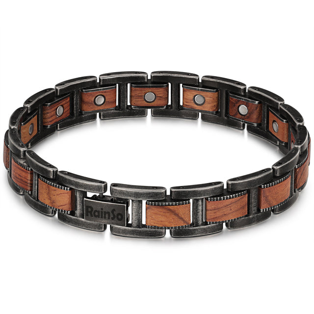 Men’s High Gauss Stainless Steel Zebrawood Effective Magnetic Bracelets Benefits