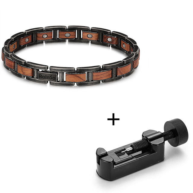 Men’s High Gauss Stainless Steel Zebrawood Effective Magnetic Bracelets Benefits